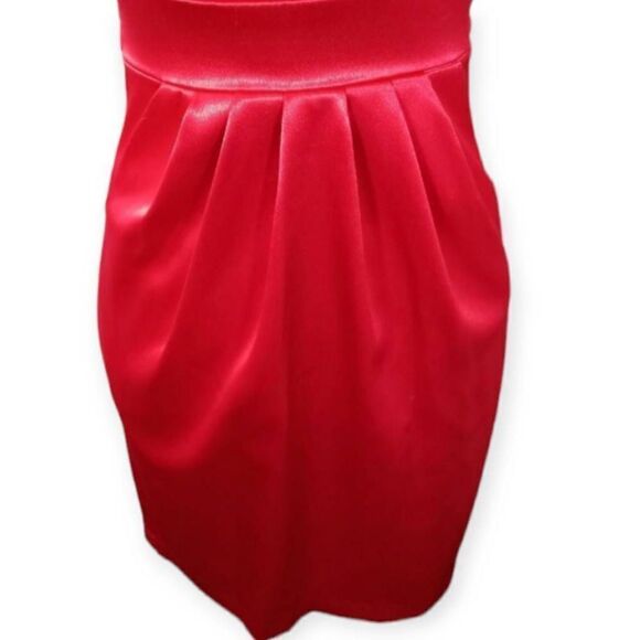 BCX RED STRAPLESS SATIN DRESS SZ.1 EUC - Picture 3 of 8